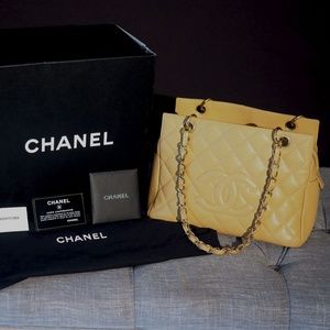 Authentic Beige Chanel Handbag Purse
